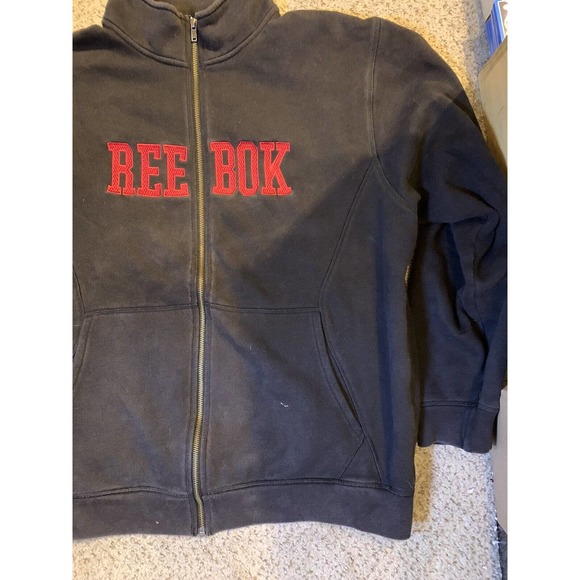Reebok Full Zip Sweatshirt Red Black Size XLarge Mens Heavyweight 1979 - Picture 3 of 8